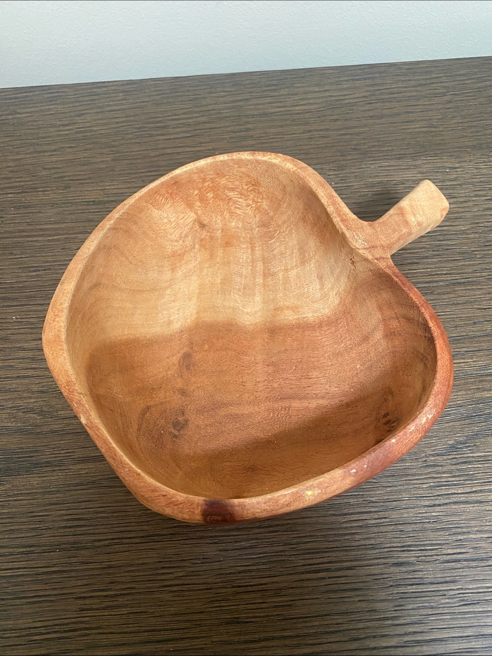 Handcrafted Natural Wood Apple Shaped Serving Bowl